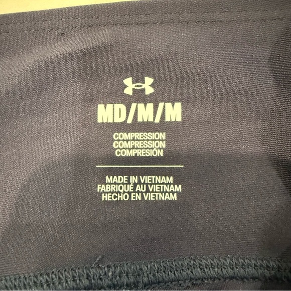 Under Armour Compression Colorblock Athletic Leggings Women’s Medium Gray/Purple - Picture 4 of 6